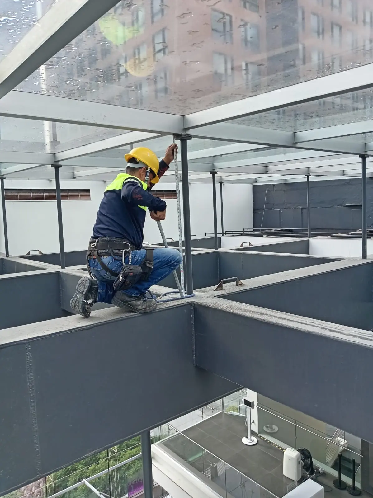 Personal realizando trabajos de limpieza en altura