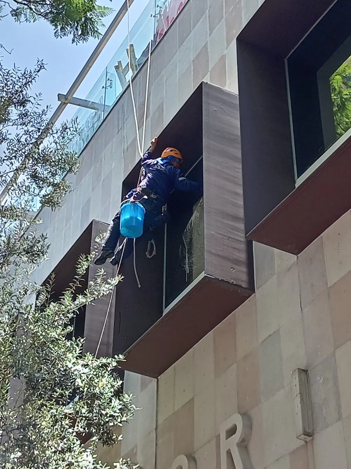 Personal realizando trabajos de limpieza en altura